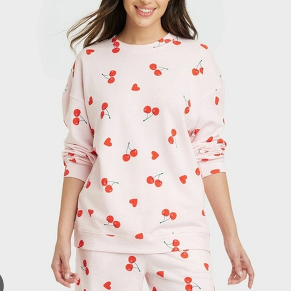 Grayson Threads Women's Cherry Hearts Pattern Graphic Sweatshirt. Size XL. New. - Picture 1 of 9